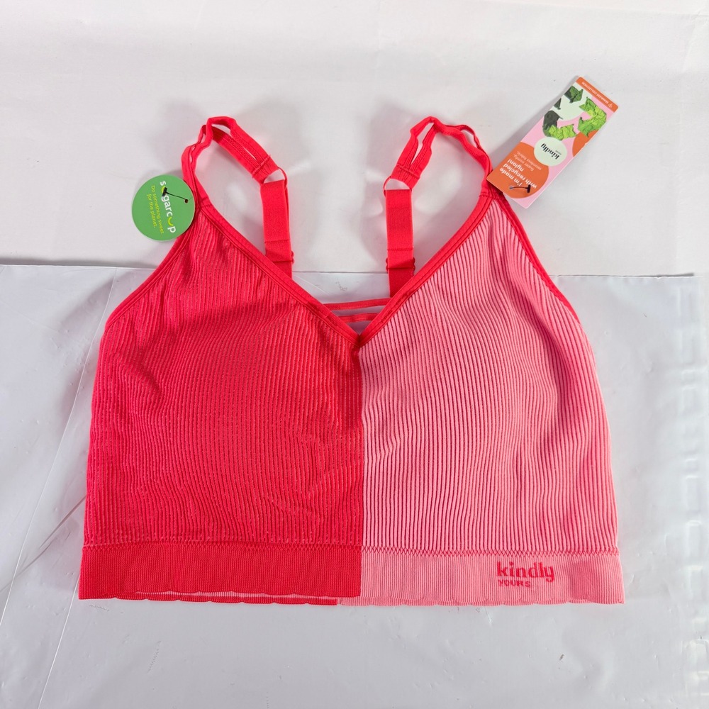 Kindly Yours Sustainable Triangle Bralette Poppy Red Rib XXXL NWT